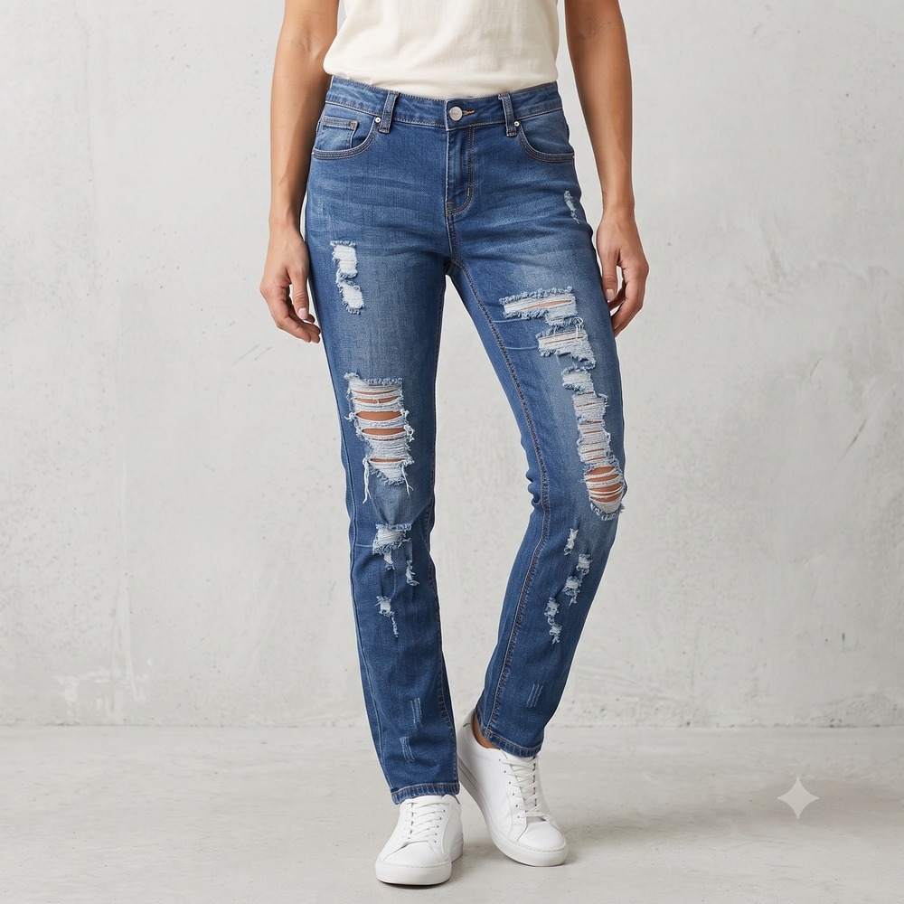 JJ Yak Lime Tree Distressed Skinny Jeans Juniors 13 Blue Denim Y2K EUC